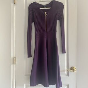 Purple MIDI Dress with Gold Zipper
